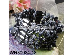 36inch Snowflake Obsidian Magnetic Wrap Bracelet Necklace All in One Set